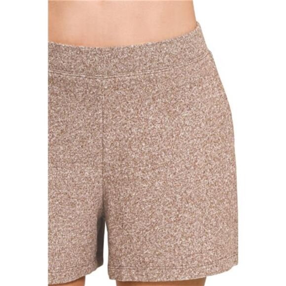Zenana‎ Soft Melange Hacci Elastic Waisted Shorts - Picture 2 of 3